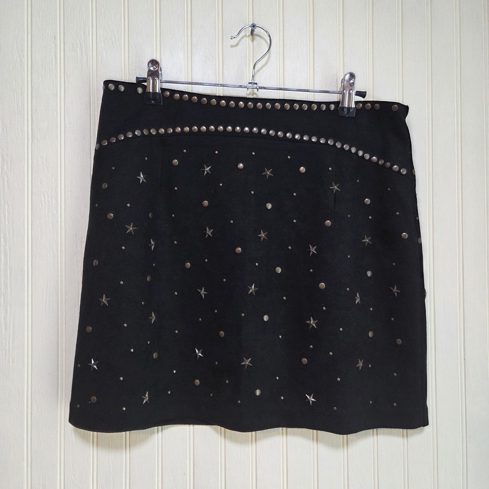 MINKPINK Skirt Womens Medium Black Studded Star A-Line Mini Stretch Party‎